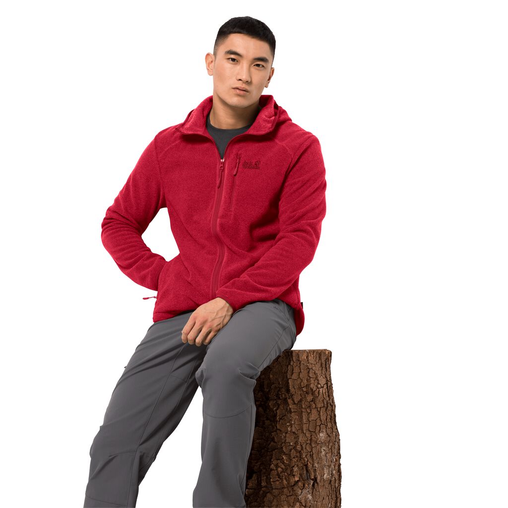 Jack Wolfskin SKYWIND HOODED fleece ζακετεσ ανδρικα κοκκινα | GR5413565